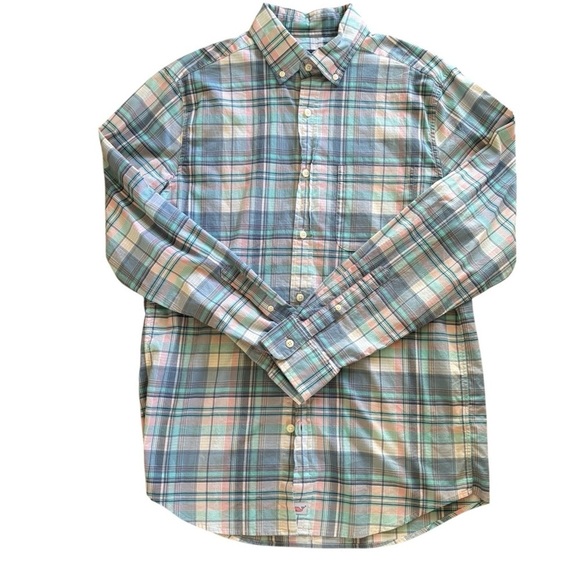 Vineyard Vines Other - Vineyard Vines Classic Fit Murray Plaid Shirt Sz S Cotton Stretch Blue Pink